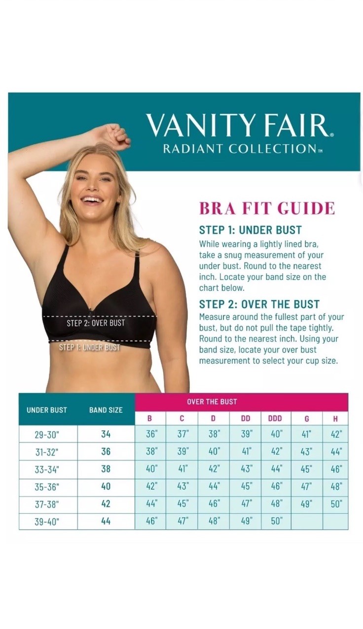 Vanity Fair Radiant Collection Women’s Back & Side Smoothing Underwire Bra 42DD