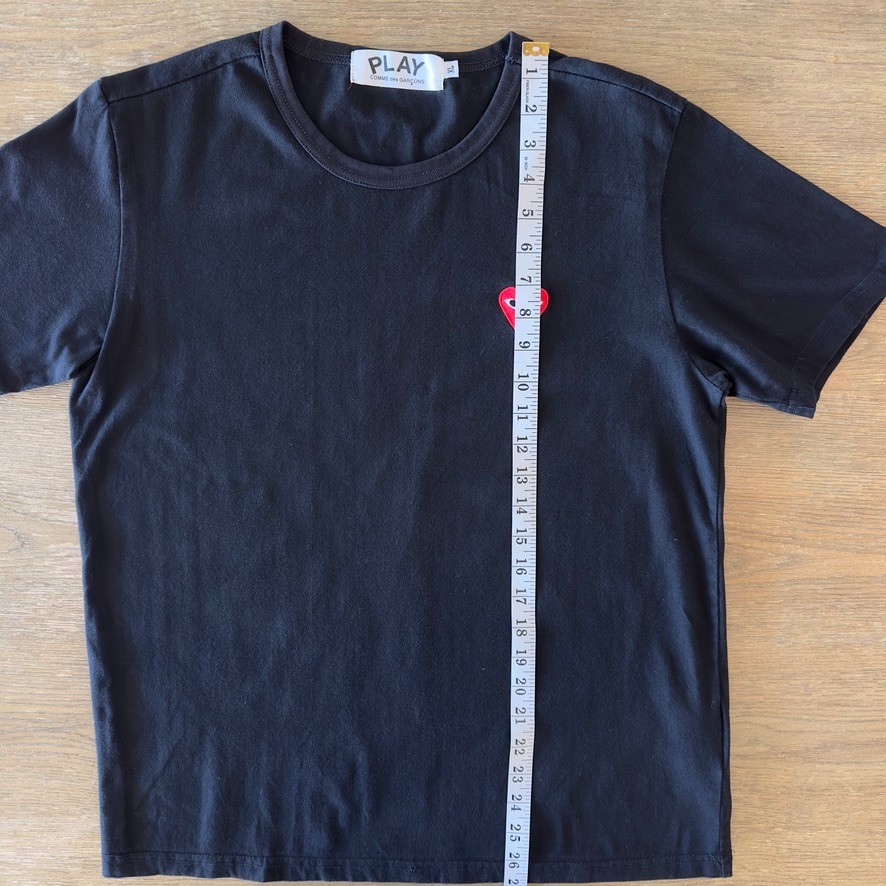 Comme des Garçons PLAY Unisex Black Red Heart Logo T-Shirt-Short Sleeve-Sz XL