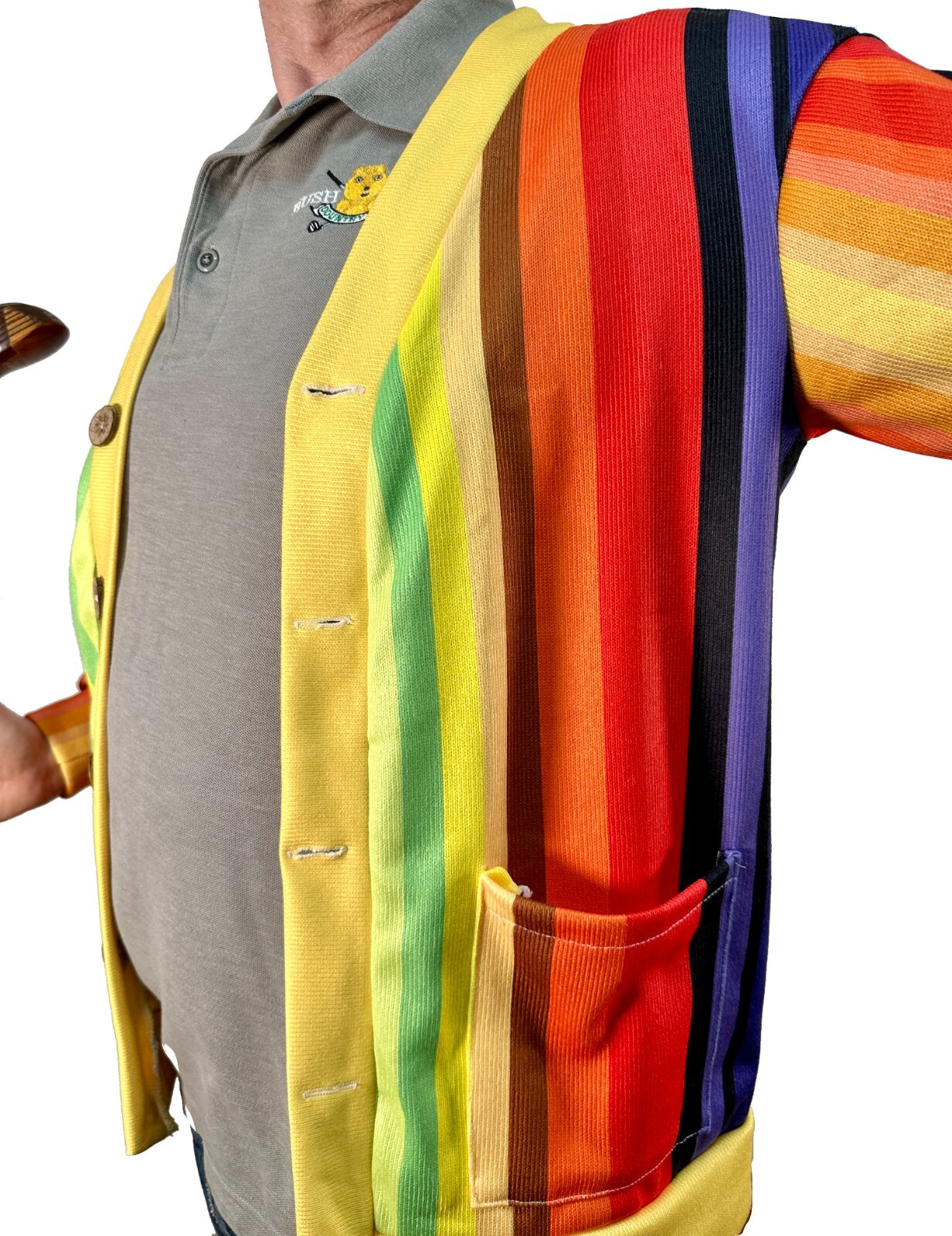 Rodney Dangerfield Caddyshack Style Golf Sweater Rainbow