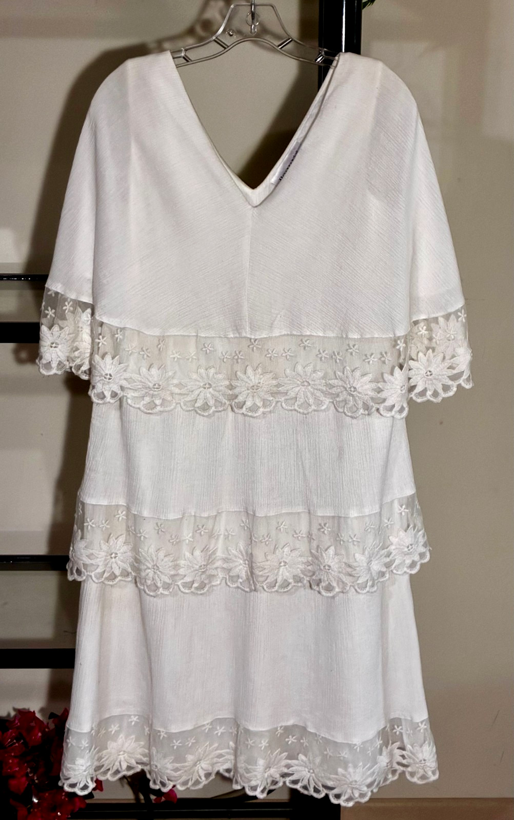 NWOT-100% Cotton Roaman’s Boho # Tiered Lace Border-Beach (Cream Wht) -Sz 14W