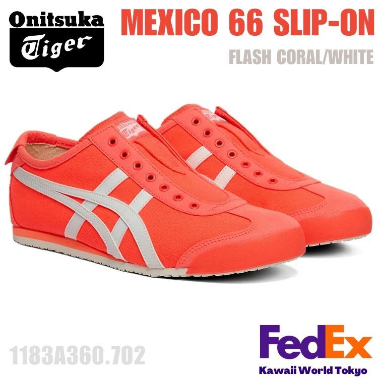 Onitsuka Tiger MEXICO 66 SLIP-ON FLASH CORAL / WHITE 1183A360 702 UNISEX NEW!