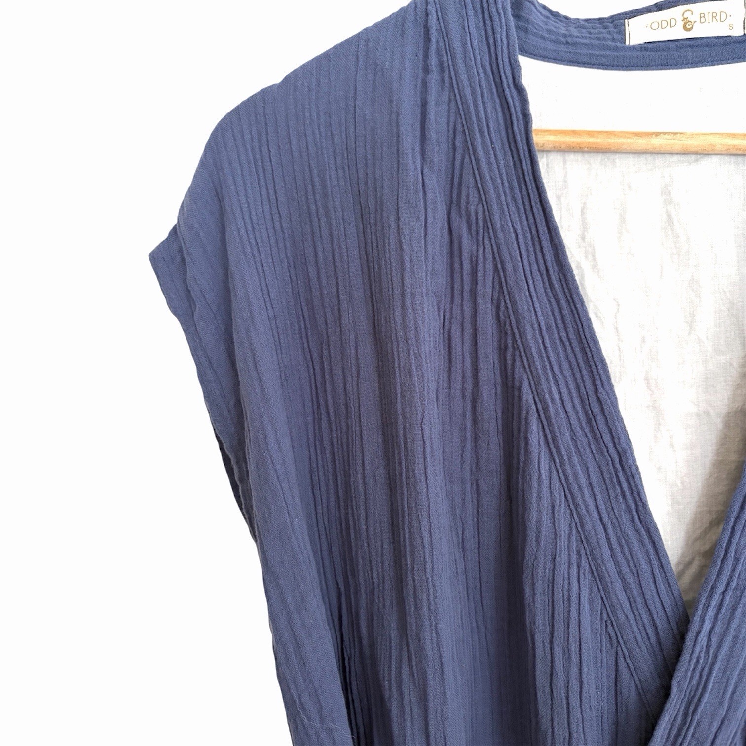 Odd Bird Blue Gauze Aydin House Wrap Dress Small