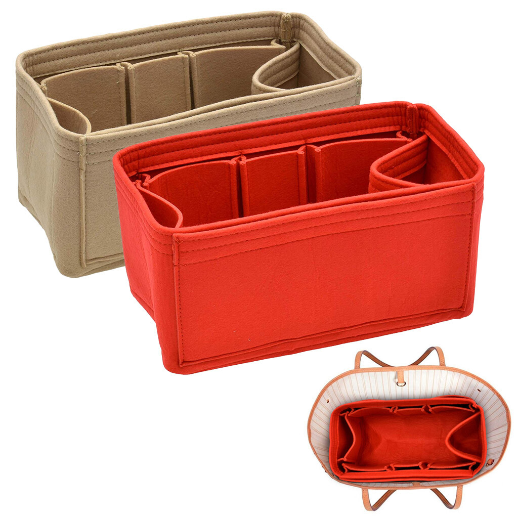 Multi-Pocket Insert Bag Felt Fabric Purse Handbag Bag Liner Tote Organizer M/L