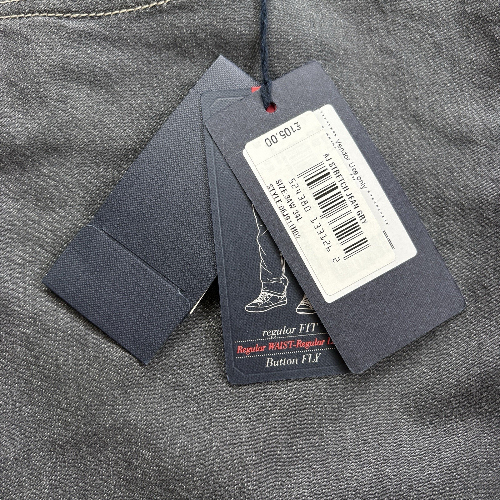 BNWT Emporio Armani Jeans J21 Regular Fit Stretch Denim W34 L34 Grey Mens