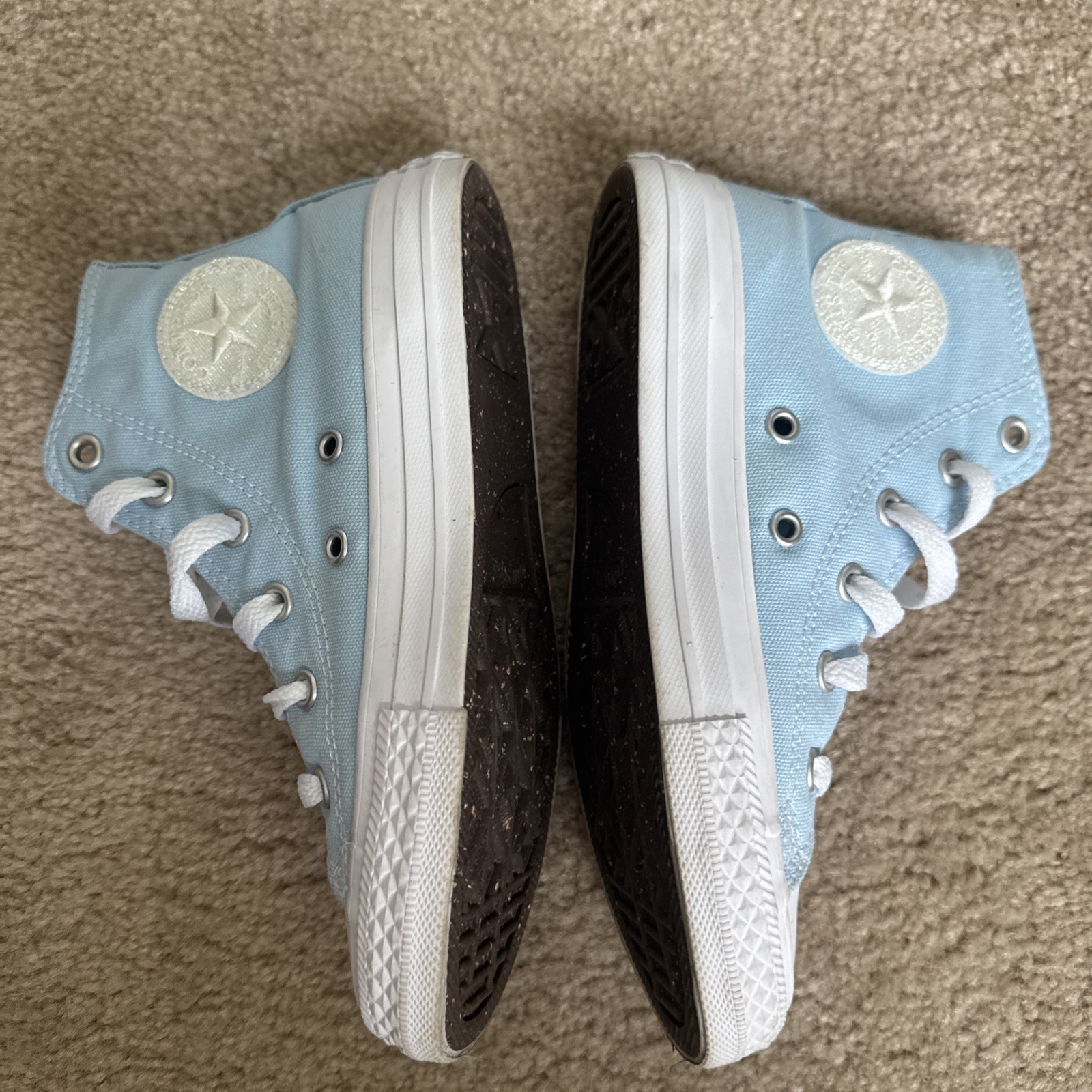 Converse Custom Sky Blue Chuck Taylor All Star Kids High Top Sneaker Size 1Y