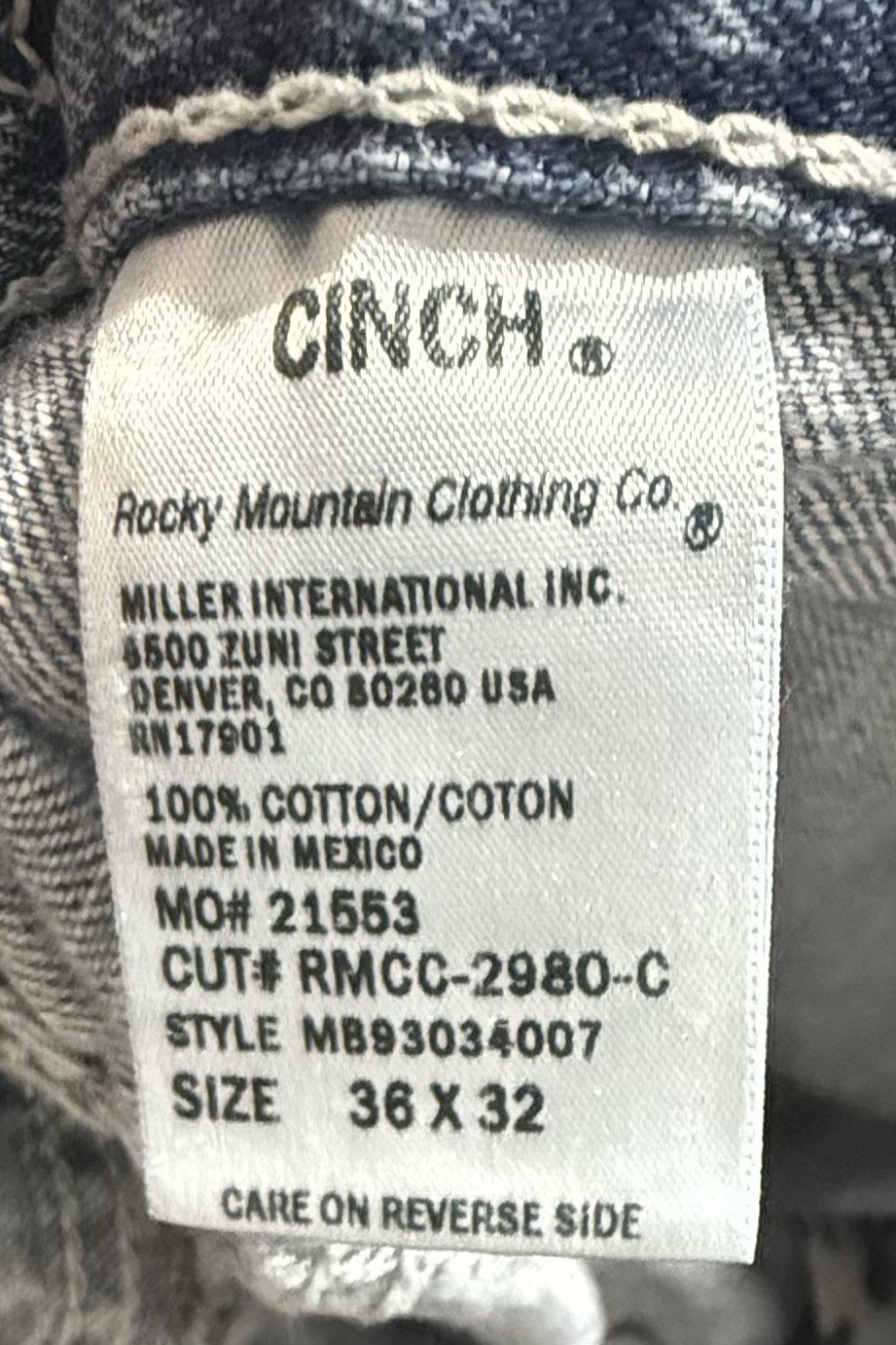 Cinch Men’s Regular Fit Straight Leg Mid Rise Light Wash Cotton Denim 5-Pocket