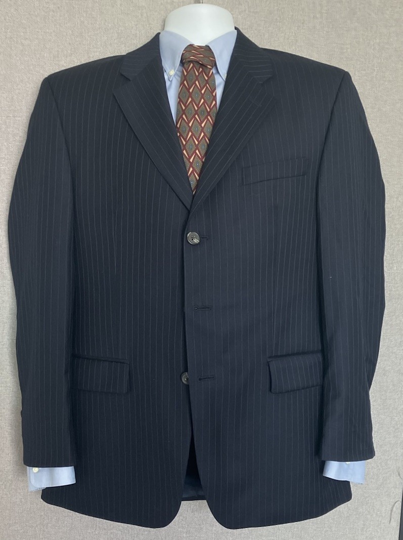 Lauren Ralph Lauren Pinstripe Wool Suit Jacket 40R 3-Button Half Canvas L&T