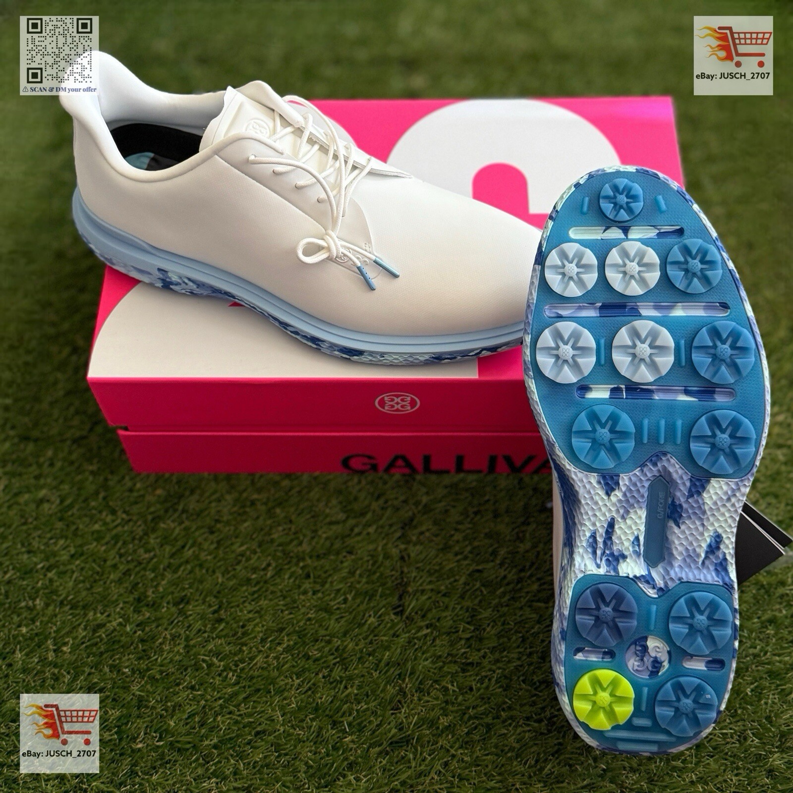 G/Fore G4 Camo Gallivan2r TPU Golf Shoe Sneaker⛳️ US 13 ⛳️ White Ice Blue Camo