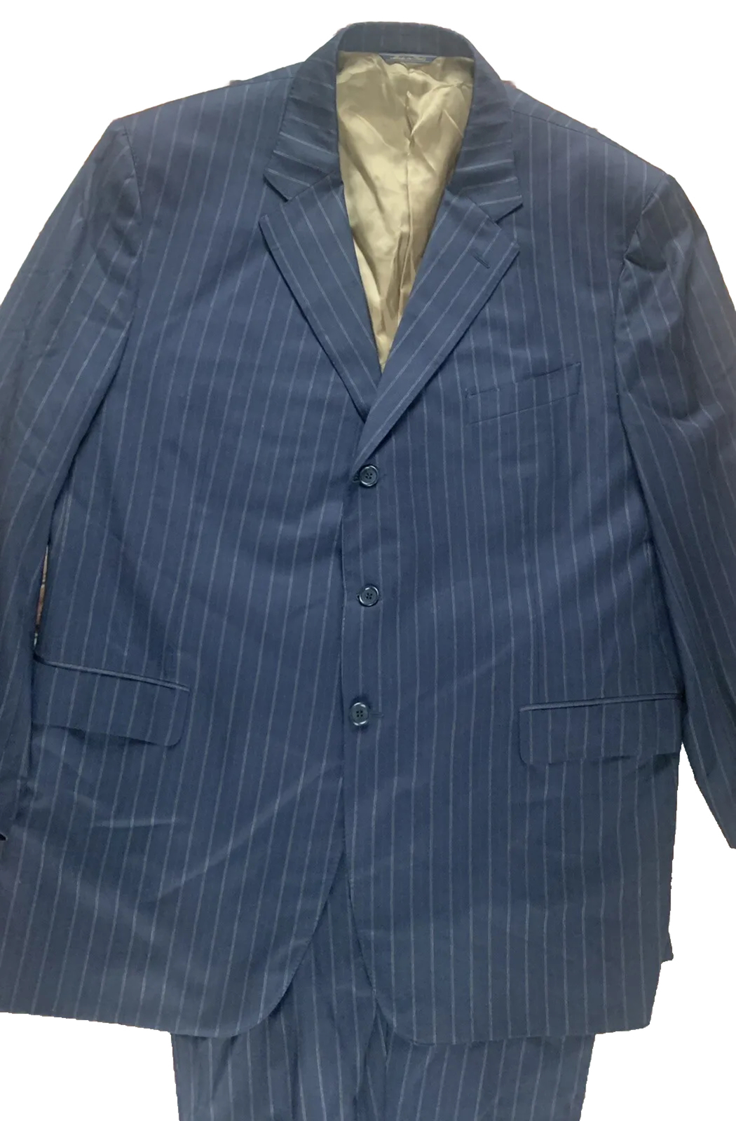 Trussini Blue Pinstripe Suit Wool Jacket & Pants Mens 42 R