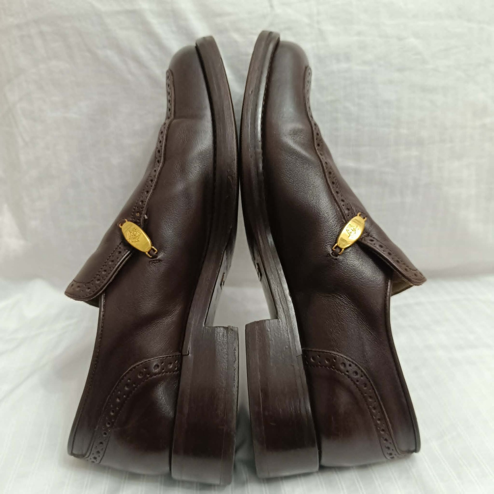 Gianni Versace Shoe Vintage Men Leather Medusa Logo Brown Loafers Sz 43 EU 10 US