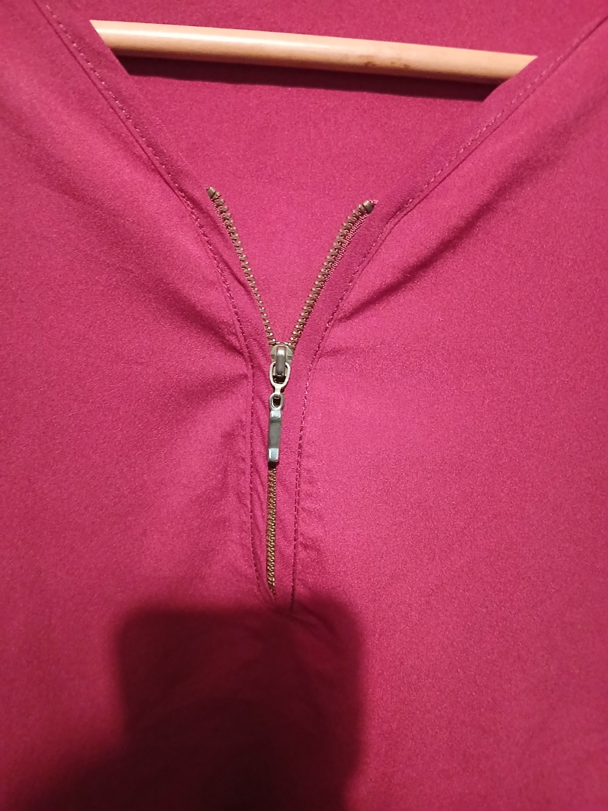 Avori Collection Burgundy Zip Neck Top 3/4 Sleeve UK L EUR 42 Smart Casual