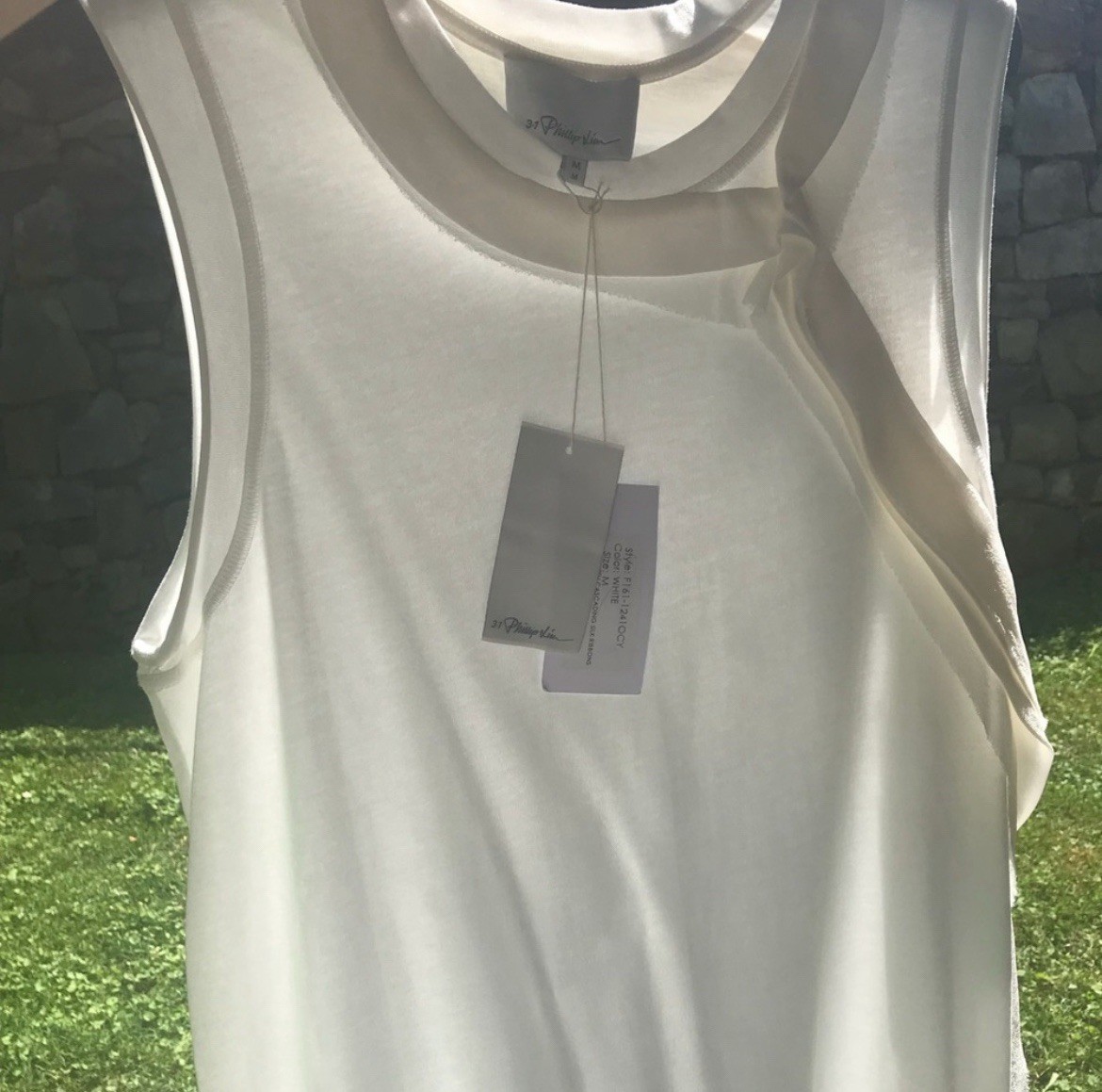 NWT 3.1 Phillip Lim Cascading Silk Ribbon Cotton Tank Top White Sz M