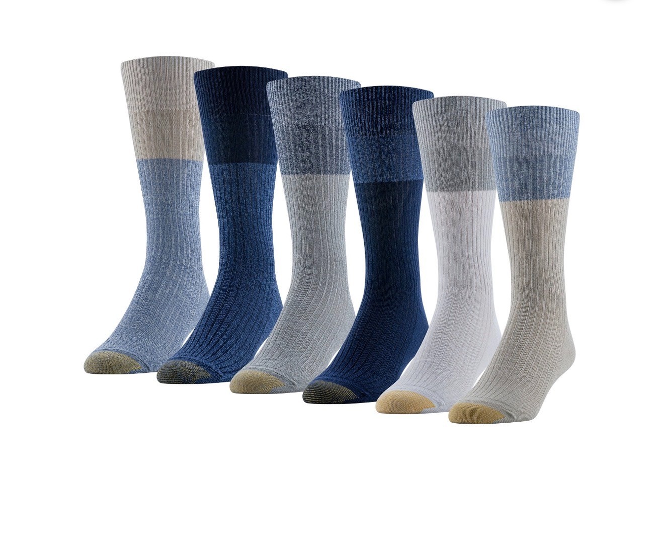 Gold Toe Edition Men’s 6 Pair Casual Crew Socks Assorted Colors Moisture Wicking