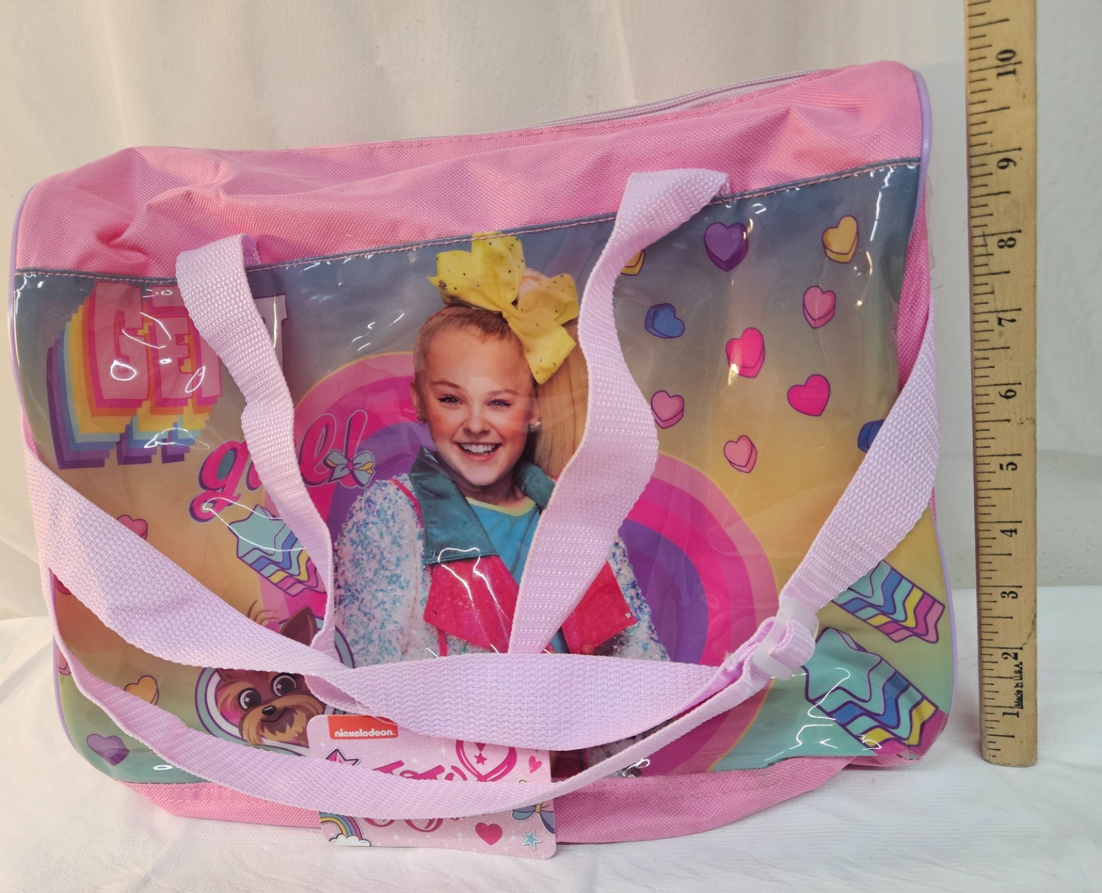 Jojo Siwa Polyester Duffle Bag w Printed PVC Side Panels & Shoulder Strap