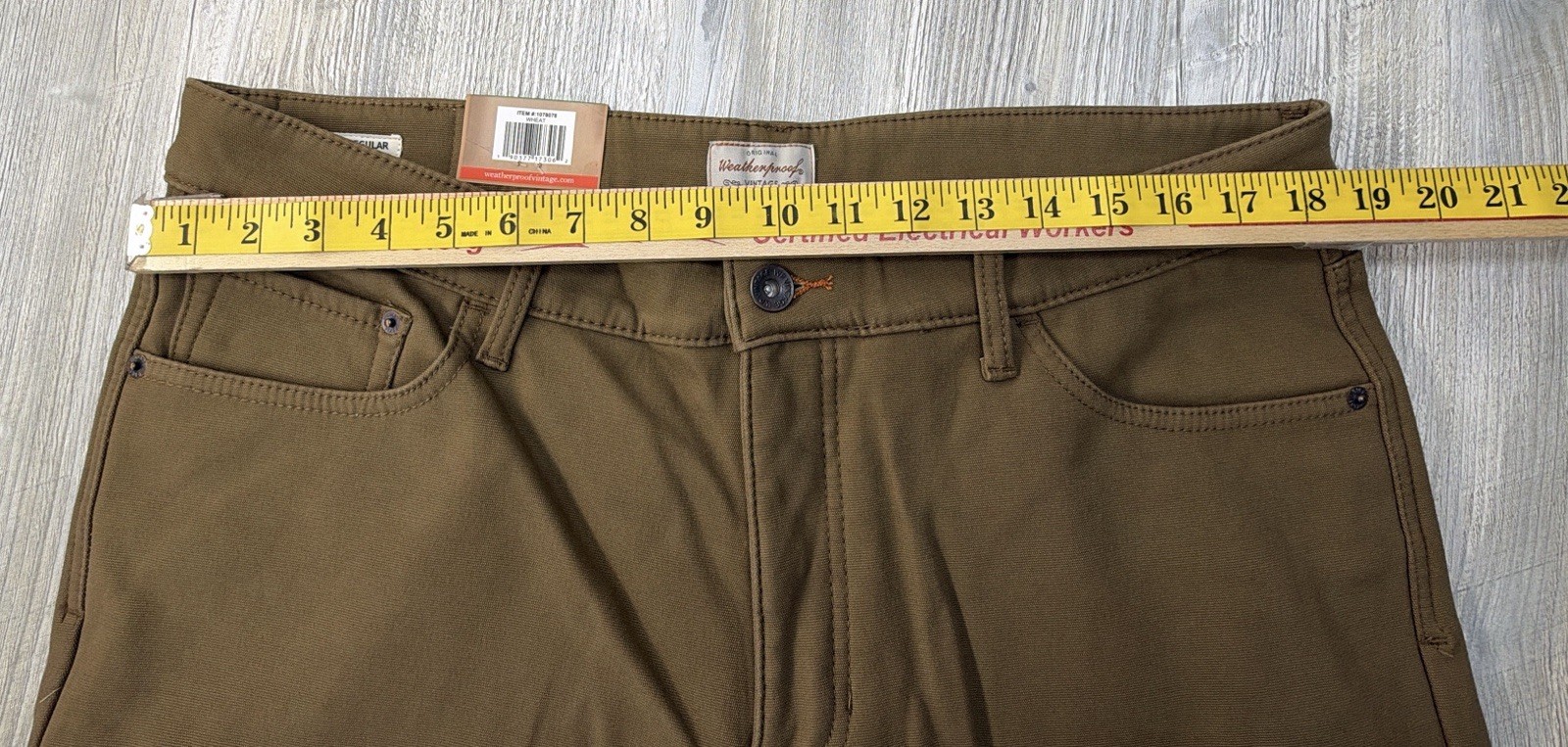 Weatherproof Vintage Sz 38×30 Fleece Lined Stretch Canvas Pant Regular Fit Brown