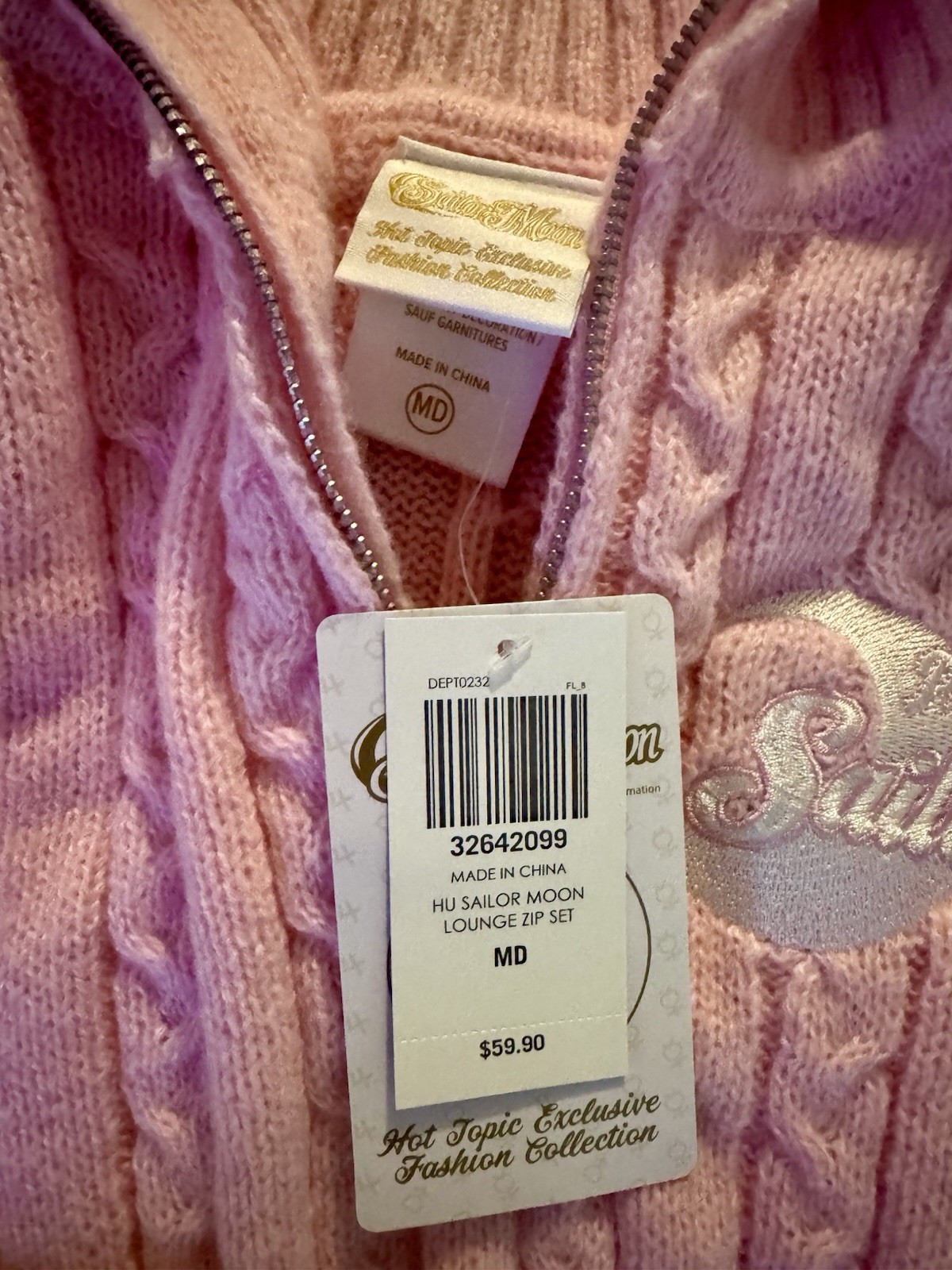 Hot Topic Pretty Guardian Sailor Moon Cable Knit Lounge Set Pink NWT Med