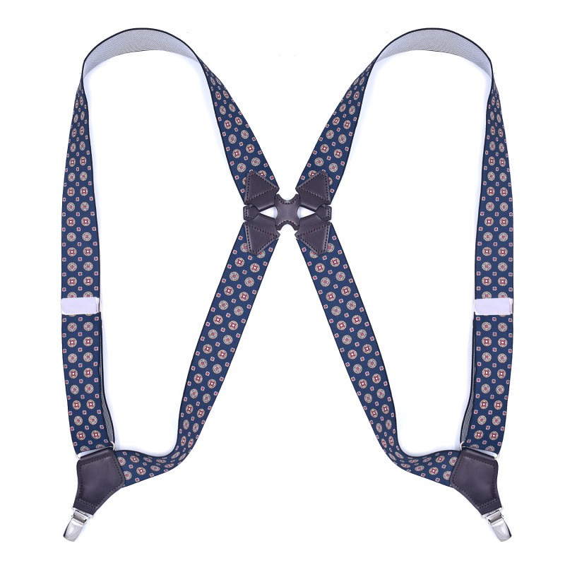 Unisex 3.5cm Side Clip Suspenders Adult 2-Clip Elastic Braces with Gift Box