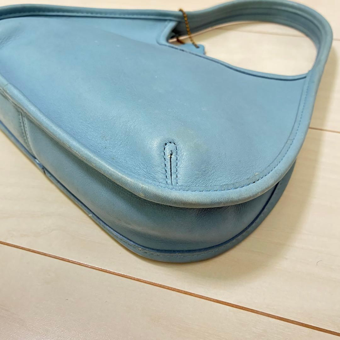 Vintage Old Coach Ergo 9027 Blue Leather Handbag Shoulder Bag USA Rare From JPN