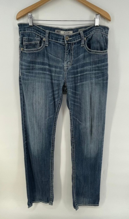 Buckle BKE Aiden Jeans Men 33L *Fits 35×33 Bootcut Blue Low Rise Whiskered