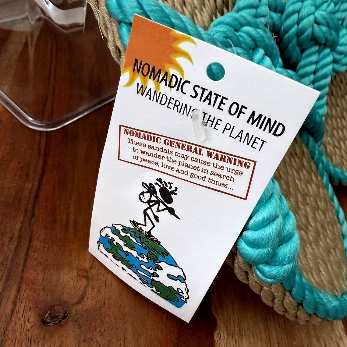 Nomadic State of Mind Size 36 Sailor Turquoise Rope Sandals Vegan Boho Slides