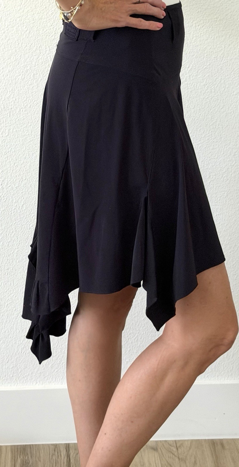 Marithe Francois Girbaud Asymmetrical Flutter Hem Pull On Skirt, Navy Blue,Small