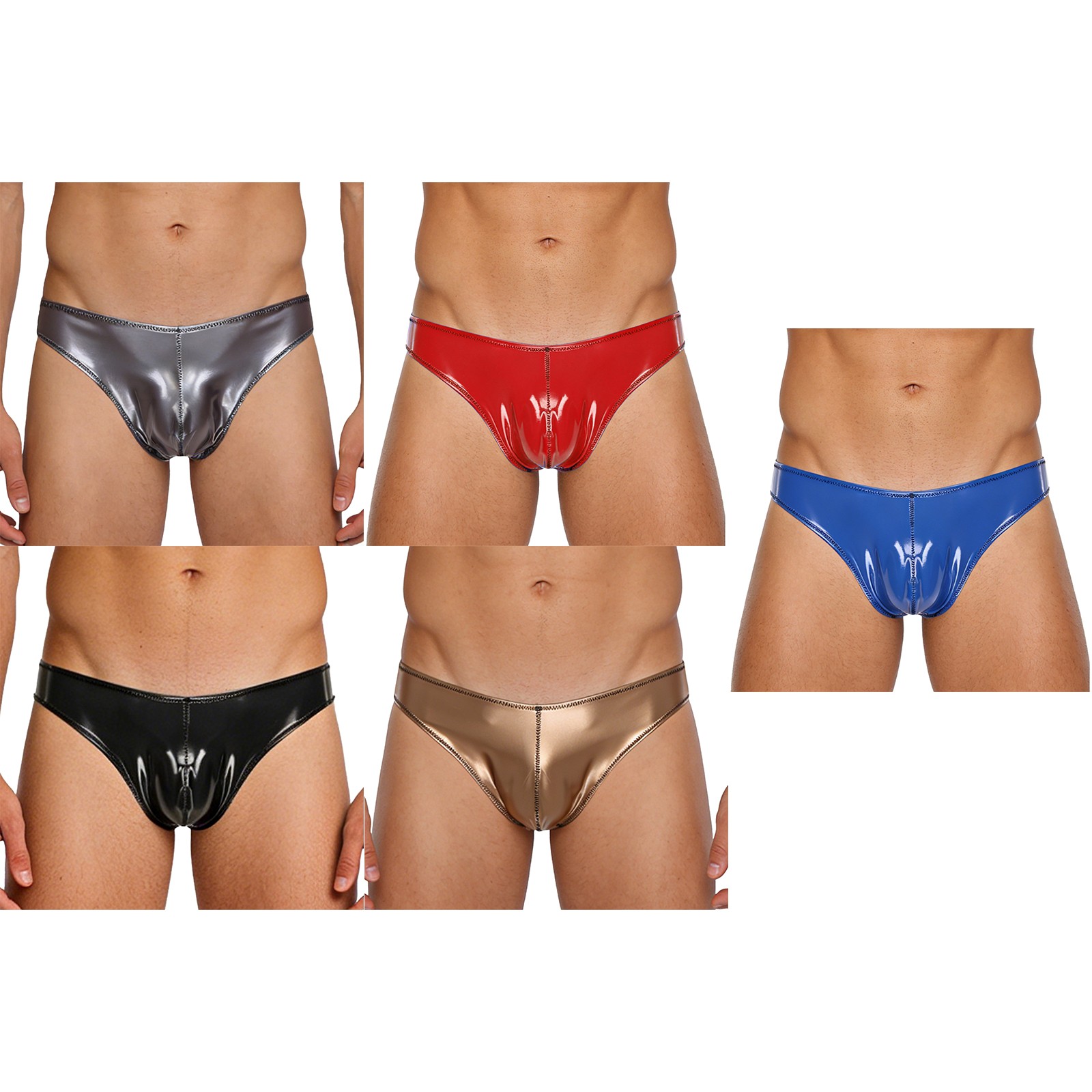 Mens Patients Micro Underpants Latex Briefs Low Waist Underwear Suit Lingerie