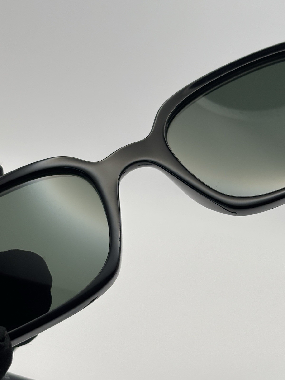 Ray-Ban RB4455 Zuri Rectangle Sunglasses Black Plastic Frame Green Tinted 145mm
