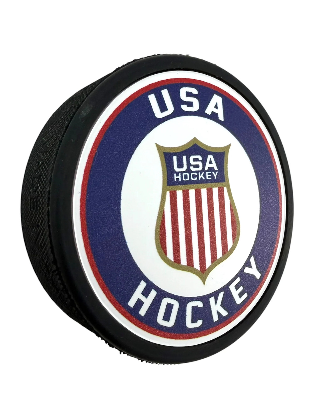 USA Hockey Stud White Puck 3″ – Raised 3D Printed Design