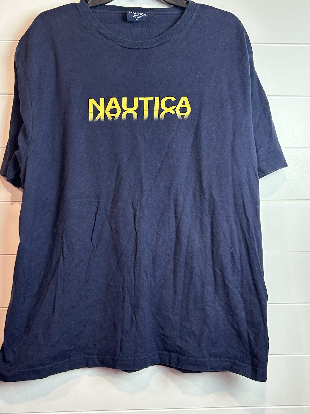Nautica Tshirt Men’s Sz XL Navy Yellow Logo