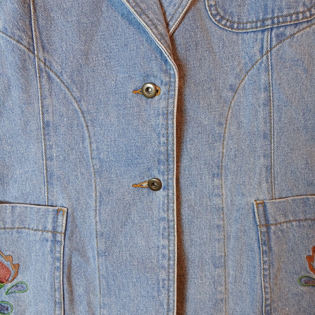 Harve Benard by Benard Holtzman Denim Jacket,embroidered Pockets NWT Size 10