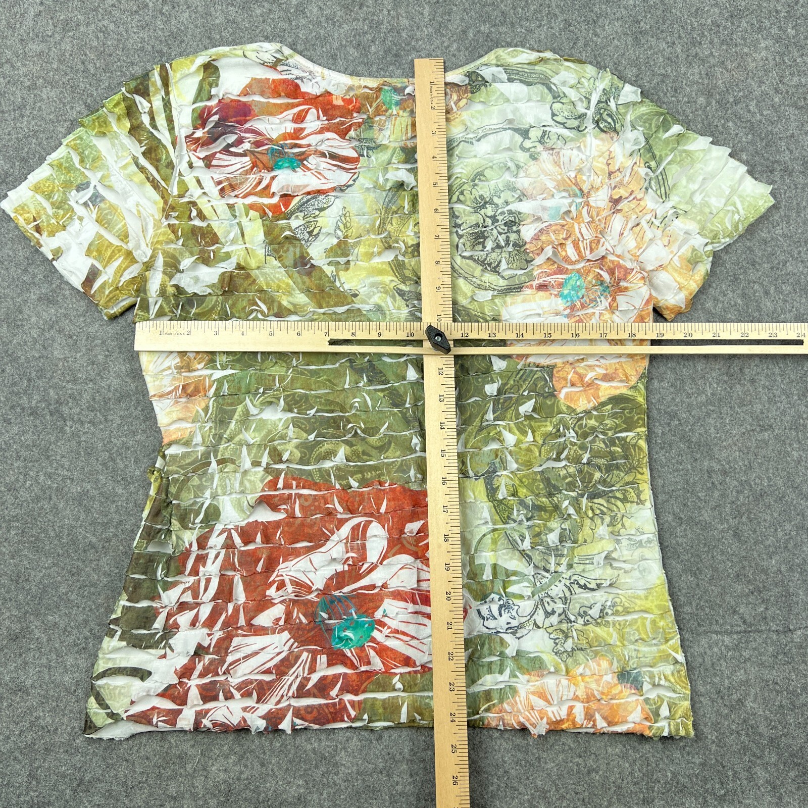 Brina & Em Shirt Womens Extra Large Floral Ruffle Short Sleeve V Neck Tee USA