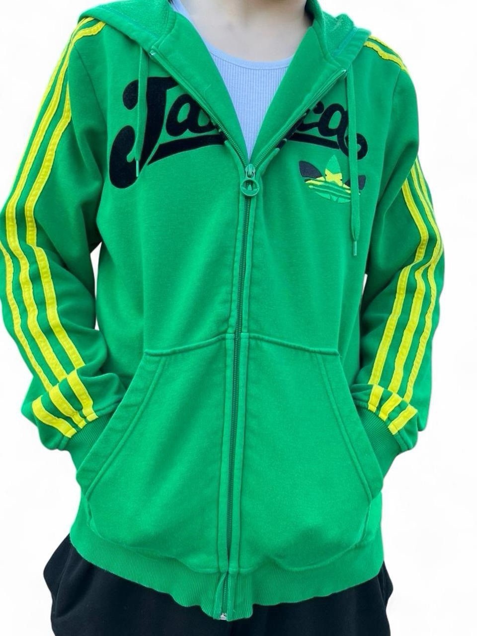 adidas Originals Jamaica Green Full Zip Fleece Hoodie w/ Pockets Men’s L