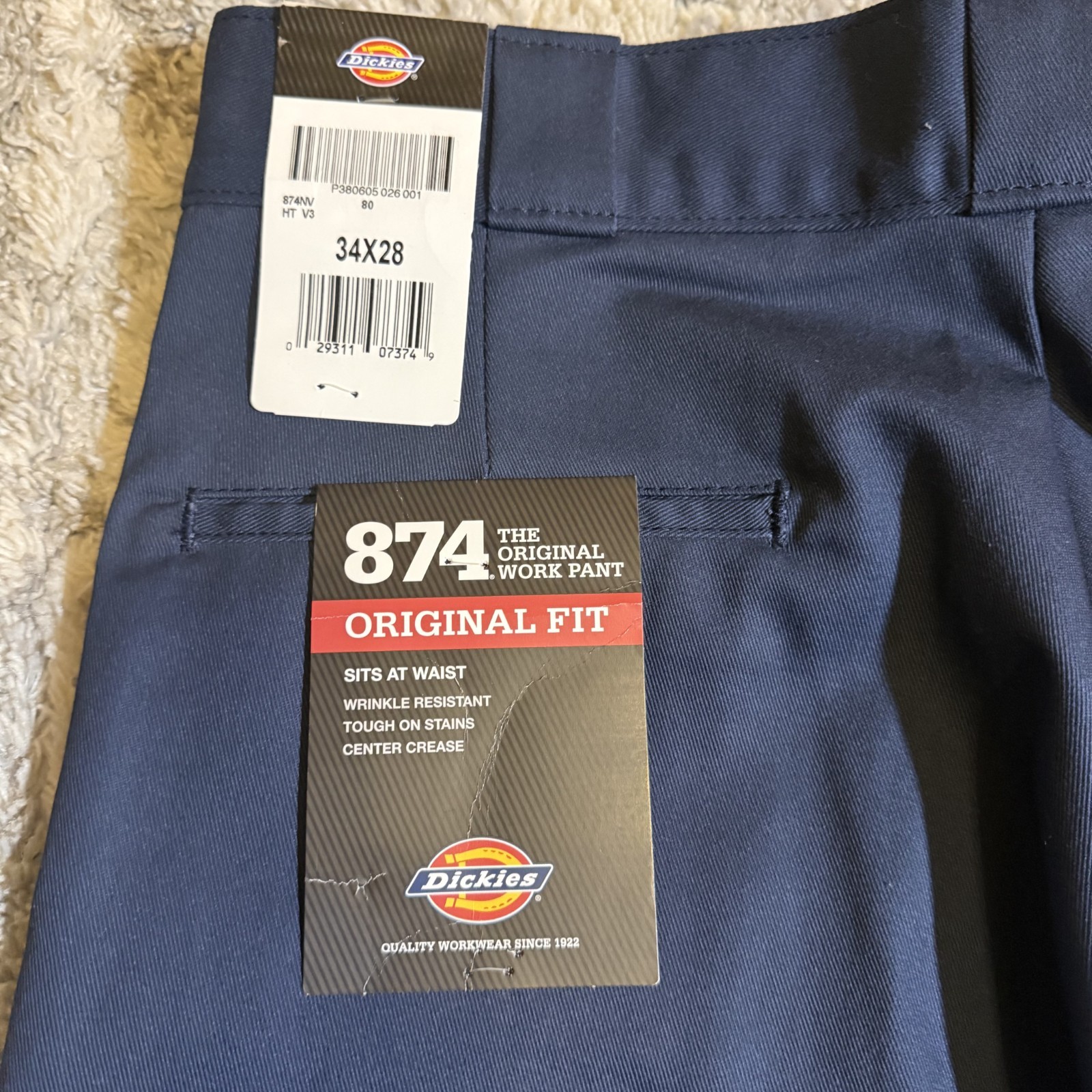 Dickies Men’s Original 874 Work Pants – Size 34×28, Navy