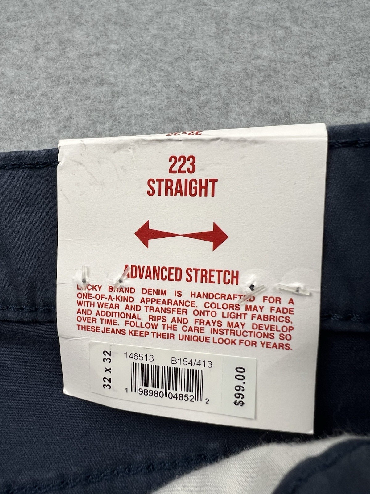 Lucky Brand 223 Straight Leg Advanced Stretch Men’s Pants W32 L32 Blue NWT