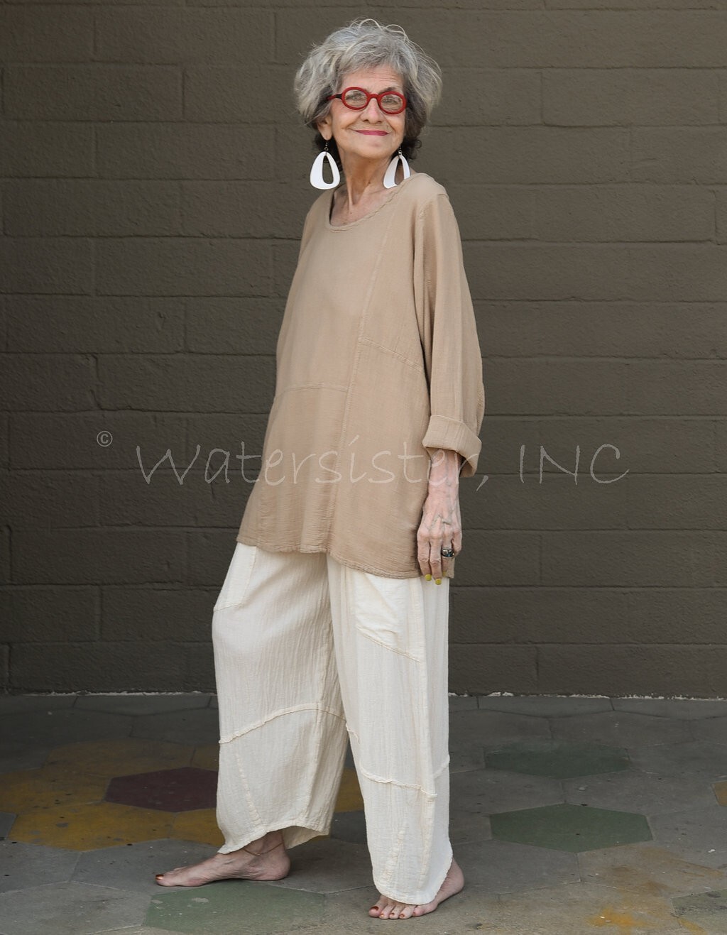 WATERSISTER Cotton Gauze PATCH TUNIC Panel Top 1(S/M) 2(M/L) 3(XL) oh my COLORS