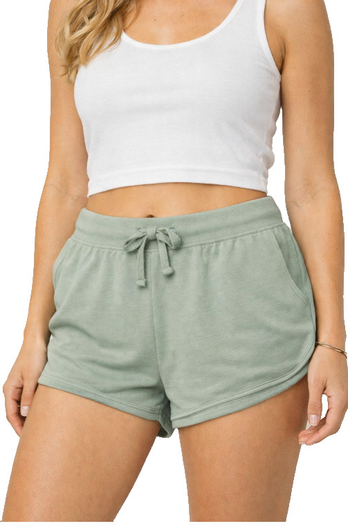 Ambiance Clash Bouclé Women’s Shorts Size Large Sage Green Drawstring Casual Lou