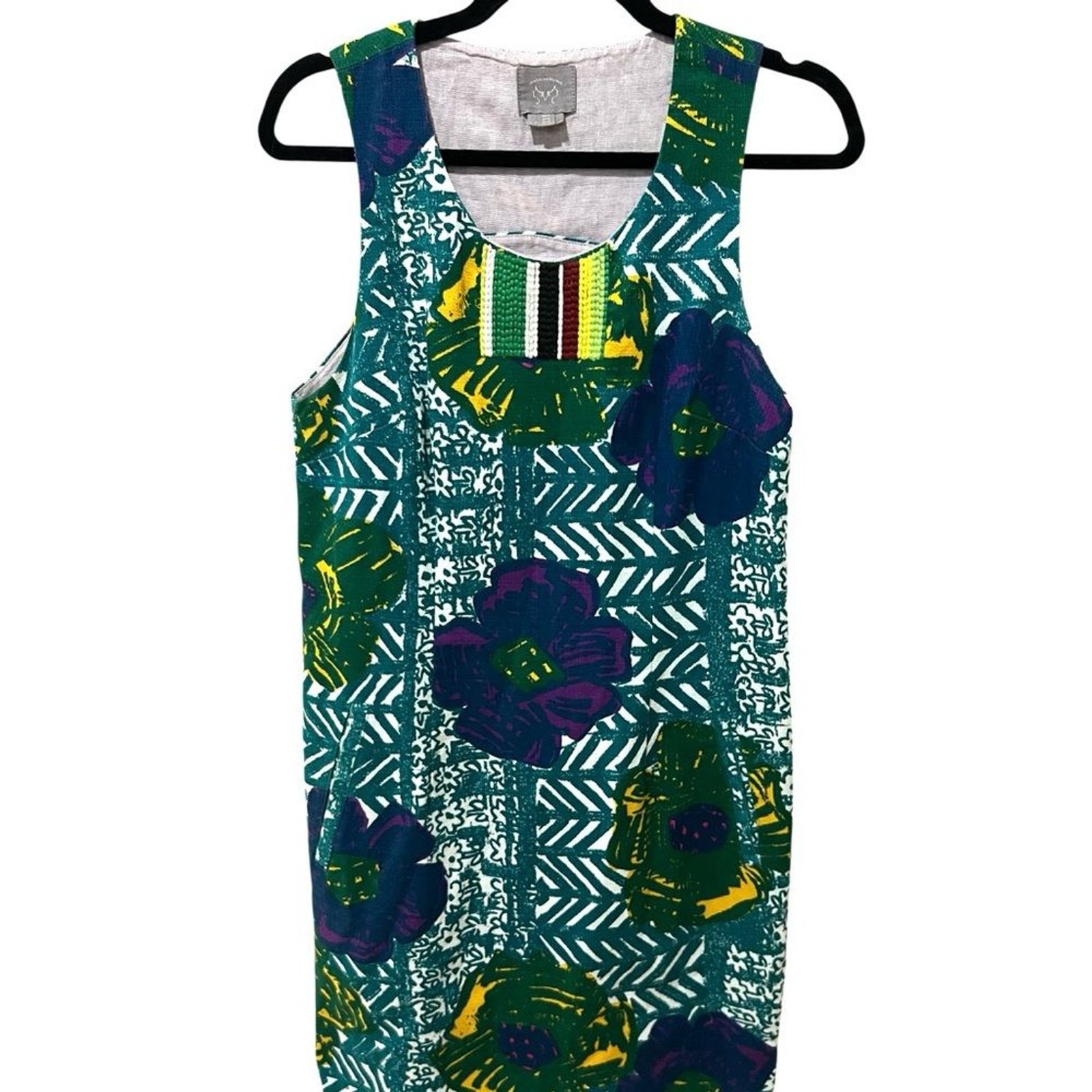 Anthropologie Vanessa Virginia Teal Blue Green Floral Embroidered Dress SZ 10