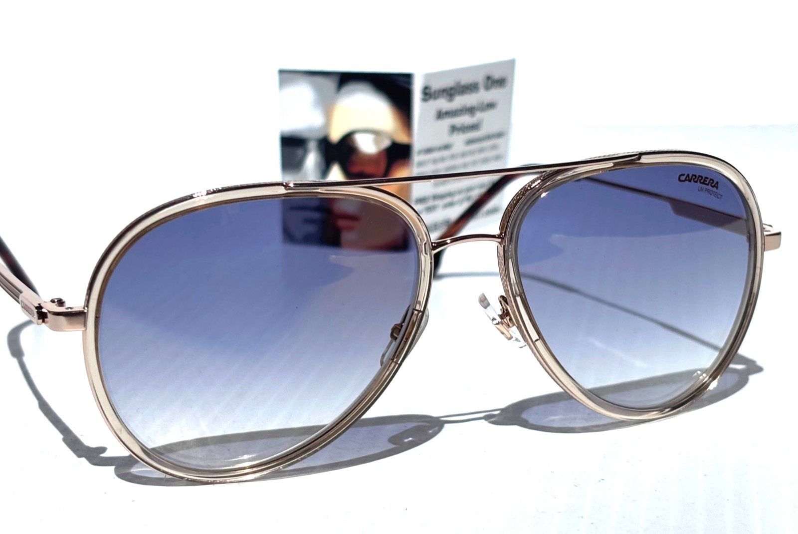 CARRERA Gold Gradient Champagne Blue Fade Lens Sunglass 1044/S HAM1V