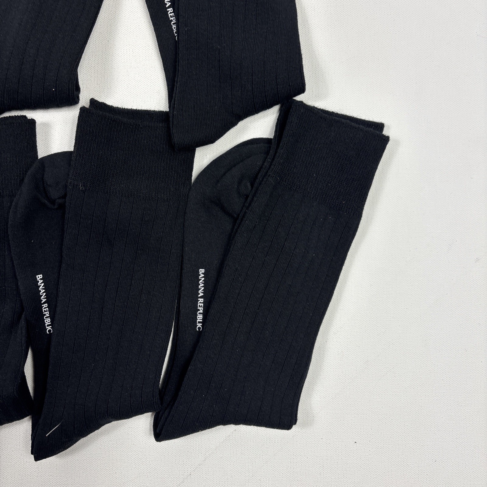 Banana Republic Men’s Dress Sock 5pk Black Crew Fit Ribbed Cuff Size 7 to 12