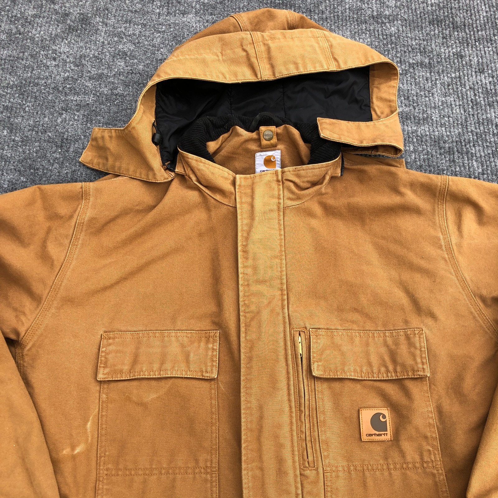 Carhartt C75 BRN Canvas Hooded 3 in 1 Jacket Coat No Liner Men’s Size XL