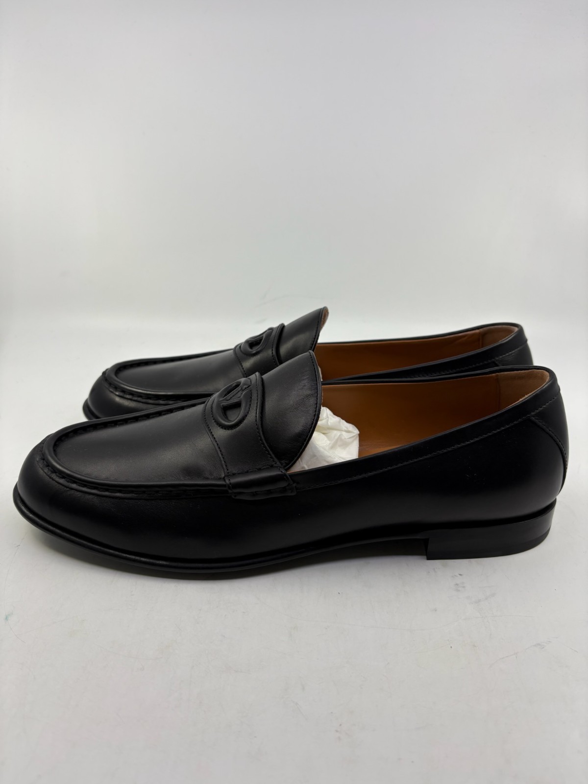 NIB Valentino Garavani Vlogo Penny Loafer Shoes Leather Black Mens EU 42/ US 9