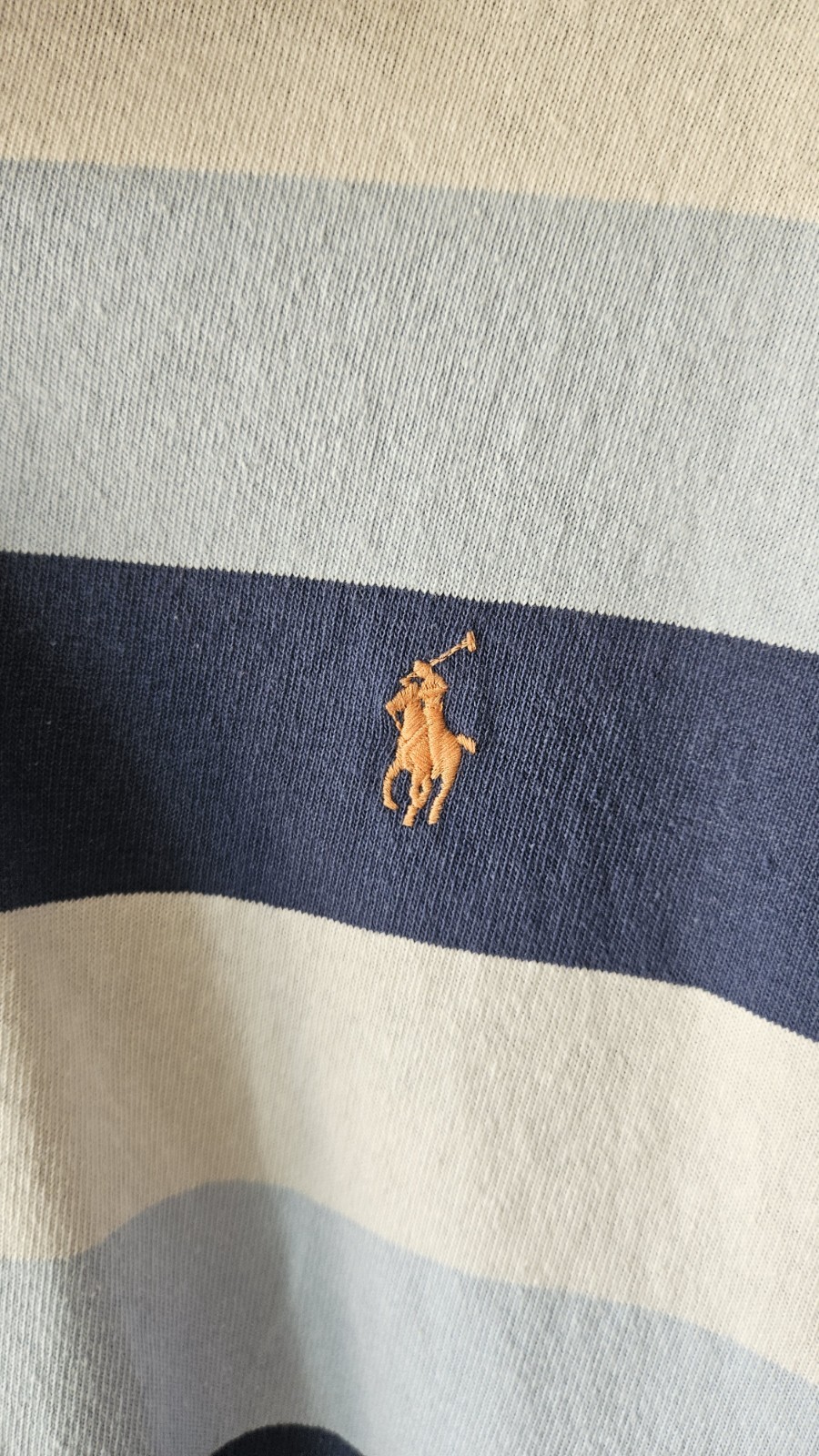 Polo Ralph Lauren Rugby Shirt XL Custom Slim Fit Striped Blue 23×28 Authentic