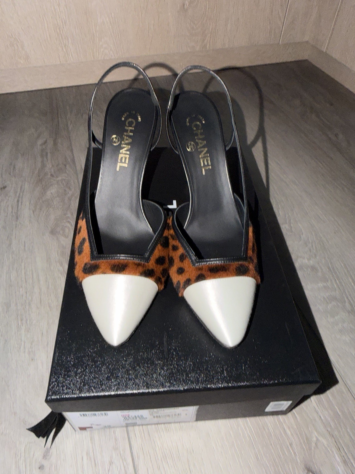 Chanel 26A Slingback Leopard pony-hair lambskin mixed fiber Size 39