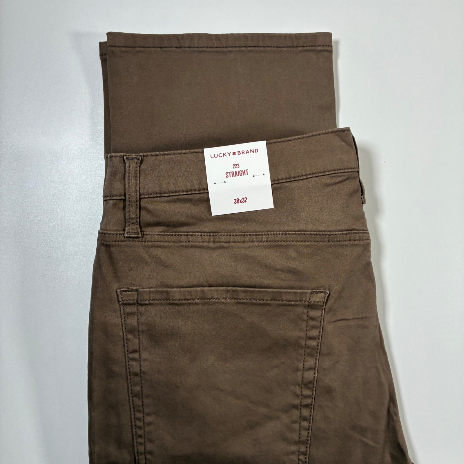 NEW Lucky Brand 223 Straight Pants 38×32 Brown Advanced Stretch 5 Pocket $99