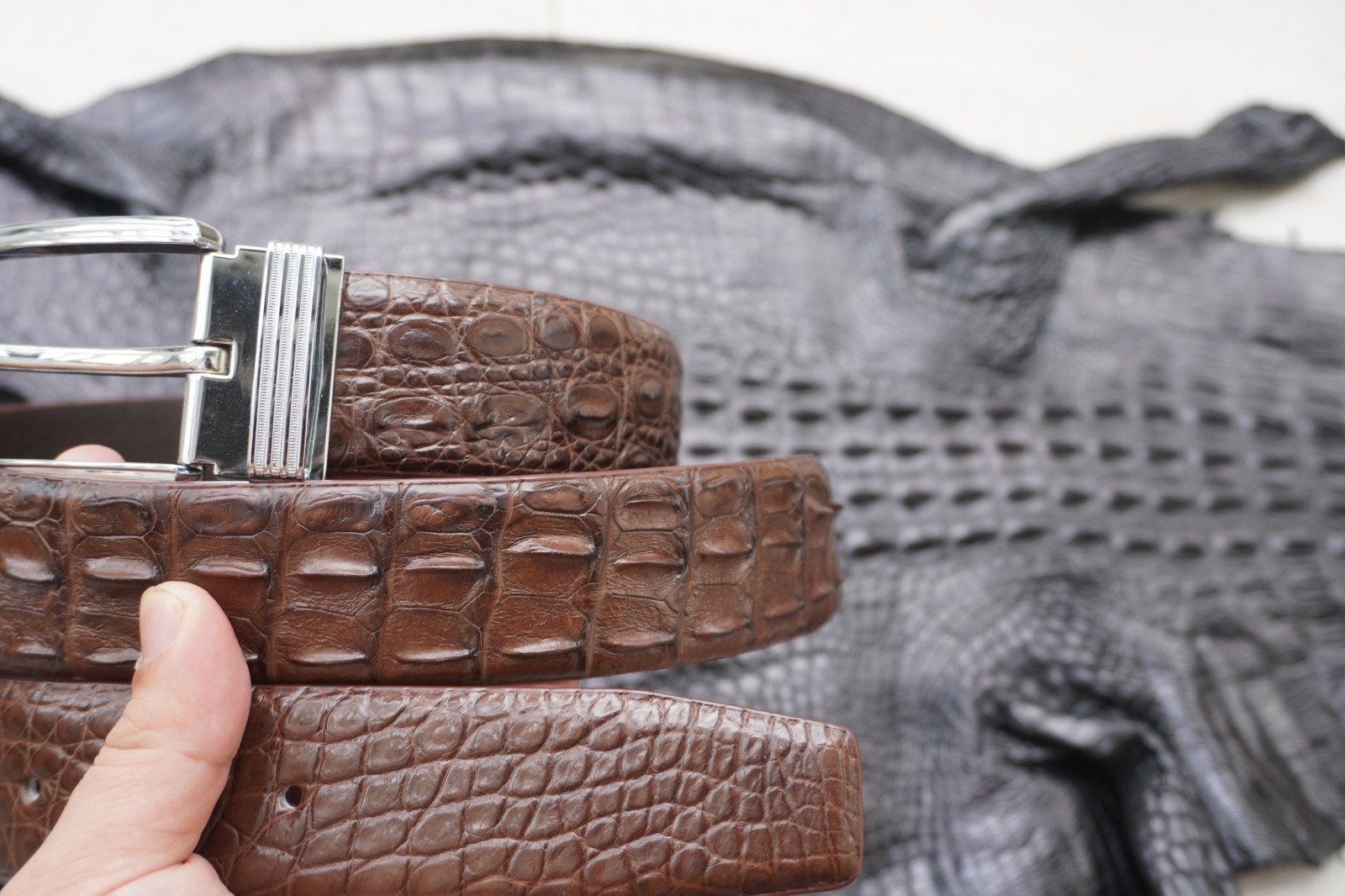Brown Genuine CROCODILE Hornback LEATHER Skin Men’s Belt W 1.3 inch #M20