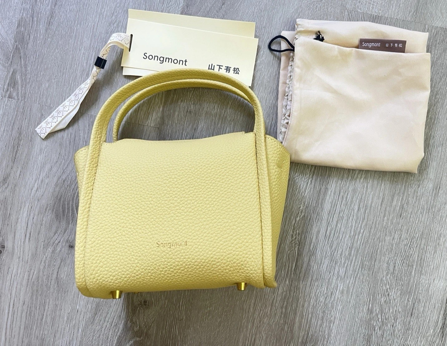Songmont Women’s Mini Crossbody Mustard Yellow Leather Bag
