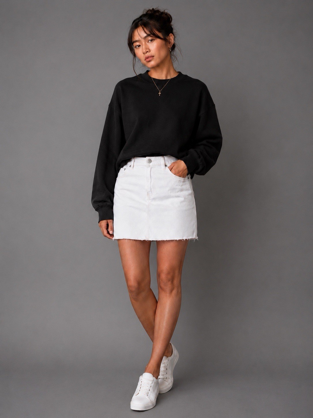 Tommy Bahama Skirt White Twill Short Pencil Raw Hem Button Accent Casual