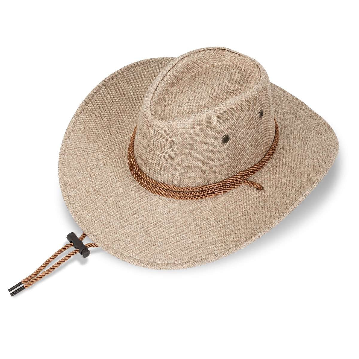 Mens Summer Bucket Cap Cowboy Fedora Hat Wide Brim Linen Straw Mesh Outdoor Hats