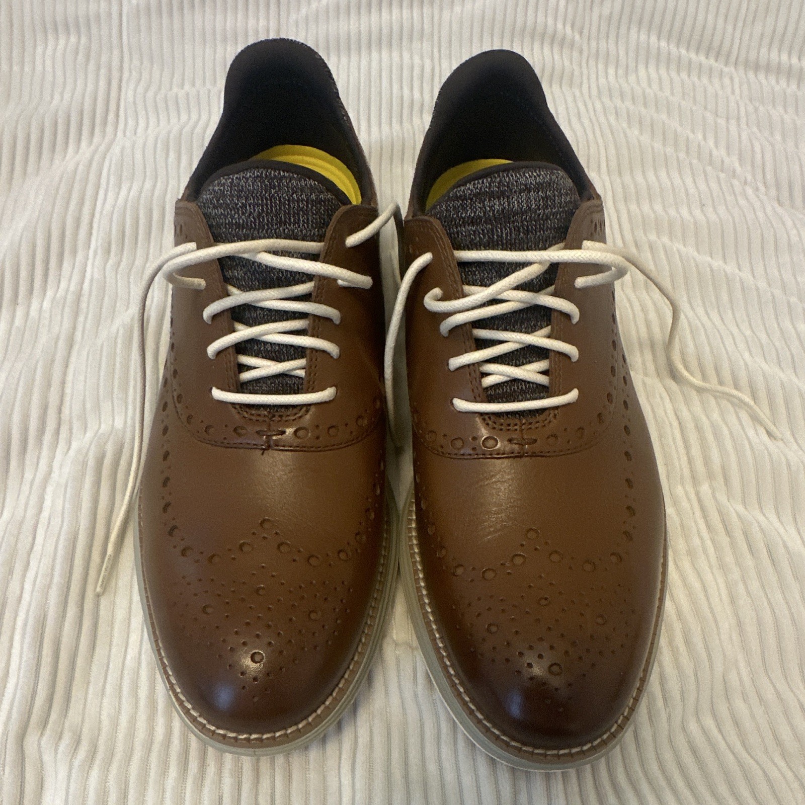Cole Haan Grand 360 Men’s Brown Leather Wingtip Oxford Lace-Up Rubber Sole 8.5