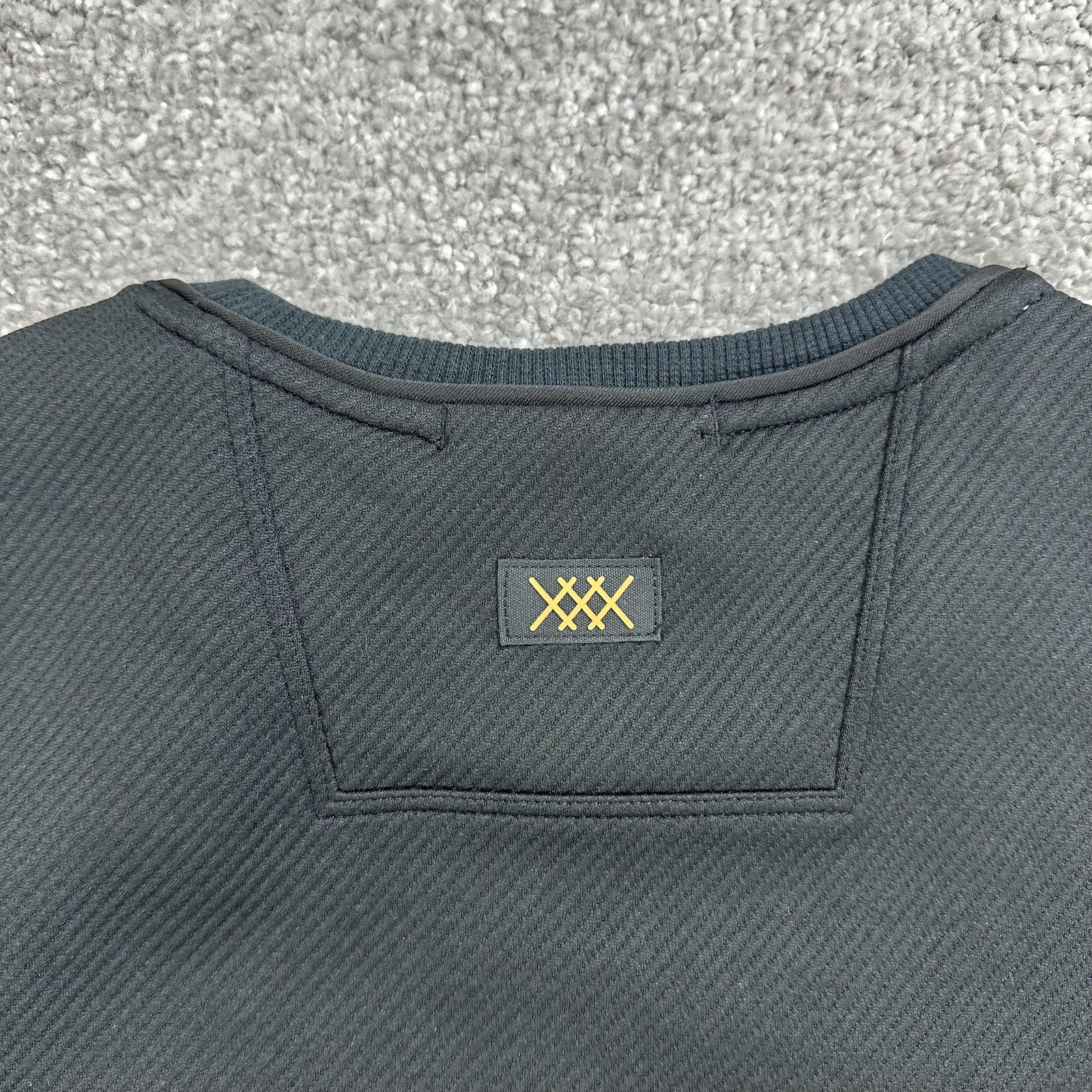 Rhone Quantum Crewneck Sweater Mens Small Black Stretch Knit Twill Pullover Zip